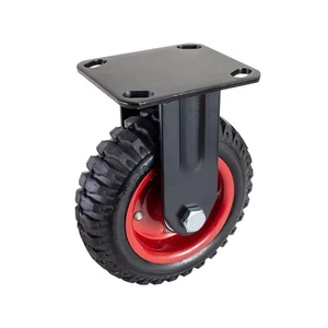 6 Inch Caster Wheels, Heavy Duty Fixed Plate Casters with Rubber Knobby Tread... - Picture 1 of 5