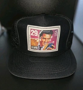 Gorra estilo postal de Elvis Presley Snapback malla de camionero negra - Imagen 1 de 5