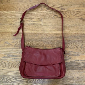 Borsa a tracolla vintage Valerie Stevens borsa in pelle rossa hardware oro regolabile - Foto 1 di 16