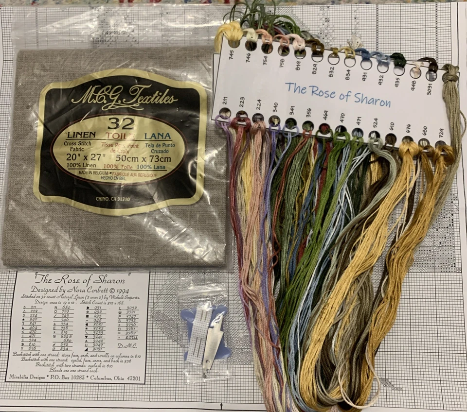Mirabilia The Rose Of Sharon self gathered with  copy of chart  Cross Stitch Kit - Image 1 of 3