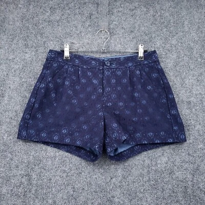 Pantalones Cortos LC Lauren Conrad Mujer 4 Azul Floral Encaje Tiro Medio Plisado Superposición Salón Foto 1 de 4