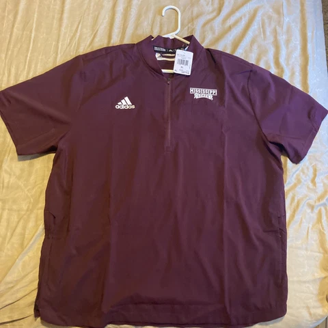 NEW Mississippi State Adidas Maroon Red 1/4 Zip Pullover Shirt Men XL Football Cover