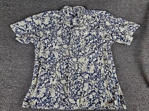 Ralph Lauren Jeans Co Shirt Blue White Flower Pattern Size XL Button Up Collar - Picture 1 of 5