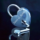 Heart Padlock with Key Personalised Engraved Polished Silver Chrome Love Lock 