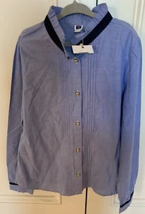Janie and Jack NEW Girls Blue Button Down Collared Shirt Ruffle Pleats Size 10 - Picture 1 of 4