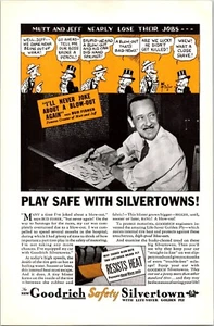 PRINT AD 1935 Goodrich Safety Silvertown Tires Mutt Jeff Bud Fisher 6.5 x 10 - Imagen 1 de 3