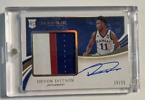 Devon Dotson 2020-21 Panini Immaculate Collegiate Rookie Patch Auto 19/25 - Picture 1 of 2