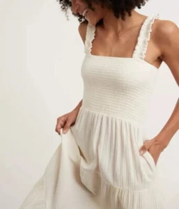 Mini Vestido Blanco Antiguo Capa Marina para Mujer Selene Calado en Niveles *LEER* XL $128 - Imagen 1 de 11
