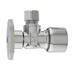 2-Pack Keeney Brass 1/2" Compression x 3/8" Compression Quarter Angle Valve - Picture 1 of 2