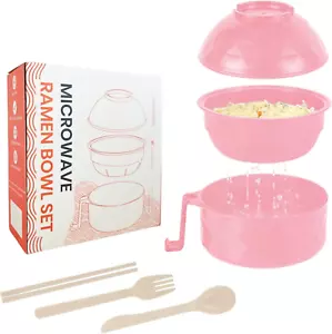 Microwave Ramen Cooker,Ramen Bowl with Chopsticks and Spoon,For Office College D - Picture 1 of 12