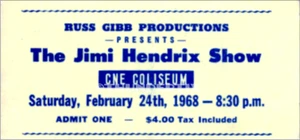 1  1968 JIMI HENDRIX VINTAGE UNUSED FULL CONCERT TICKET CNE laminated reprint - Picture 1 of 1