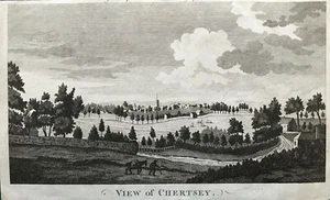 Antiker Druck von 1779; Ansicht von Chertsey, Surrey - Bild 1 von 2