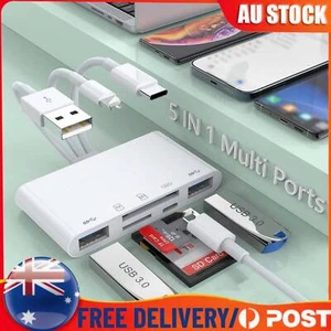 5 in 1 Memory Card Reader USB 3.0 OTG Adapter SD Card Reader For iPhone/iPad AUS - Picture 1 of 15