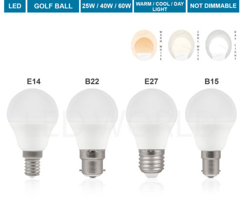 1 2 6 10 20 LED Golf Ball Mini Globe 25W 40W 60W Light Bulbs Screw / Bayonet Cap