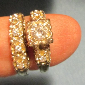 VTG 14K Solid White Gold & Diamond Engagement Wedding Set Ring 5.3Gr, Size 4.5 - Picture 1 of 7