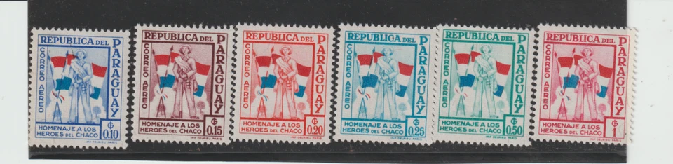 Paraguay Scott #C233-C238 MNH Soldados y banderas, 1957 Foto 1 de 1