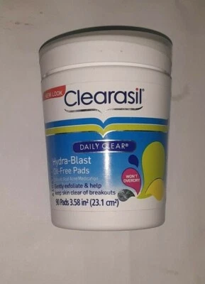 90 垫 CLEARASIL DAILY CLEAR HYDRA BLAST OIL FREE ACNE PADS 密封已停产 — 第 1/3 张图片