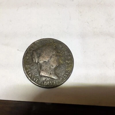 SPAIN 25 CENTS DE REAL 1859 - Image 1 of 2