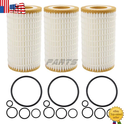 3Pcs Engine Oil Filter For Mercedes Benz CLK430 CLK500 CLS55 CLS500 E320 E350 - Image 1 of 4