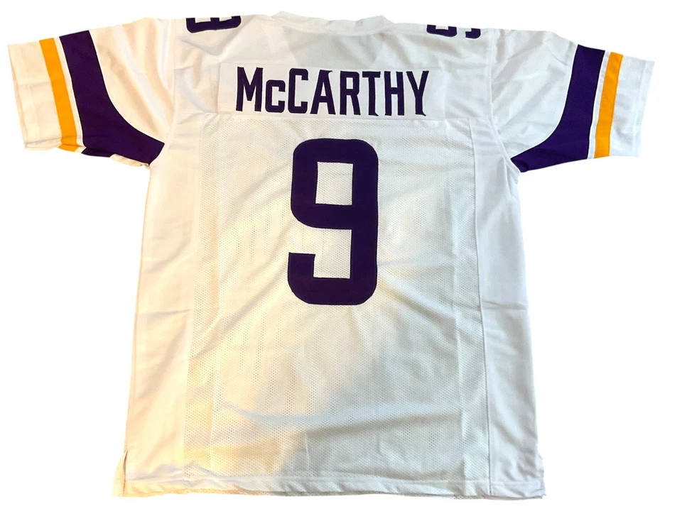 UNSIGNED CUSTOM Sewn Stitched J.J. McCarthy White Jersey - 2XL - Image 1 of 2