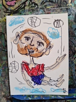 Bolígrafo y acrílico The Juggler ACEO ATC OOAK ORIGINAL 3,5 x 2,5 pulgadas Foto 1 de 2