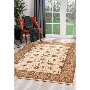 HomeRoots 5 x 8 ft. Cream & Tan Ornate Border Area Rug - Picture 1 of 1