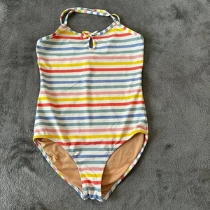 Crewcuts One Piece Swimsuit Kids Youth Girls size 14 Rainbow Stripe J. Crew - Picture 1 of 5
