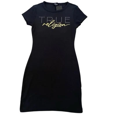 True Religion Jet черный ребро футболка платье.  Средний размер - Изображение 1 из 4