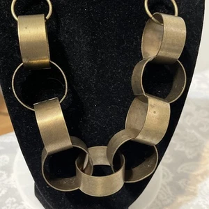 Vintage Brass Ladies Necklace Oversized Links Lobster Clasp Boho - Picture 1 of 4
