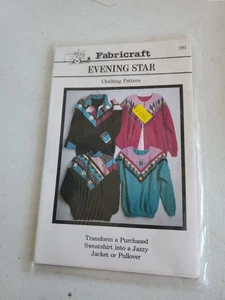 Fabricraft Evening Star Sew Pattern Modify Sweatshirt to Jazzy Jacket Vtg Uncut - Picture 1 of 2