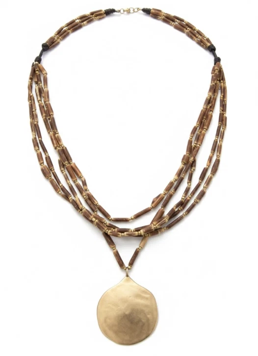 J. Jill Collar de Cuentas Marrón Cadena de Cordón Negro Colgante Tono Dorado - Nuevo Con Etiquetas Foto 1 de 1