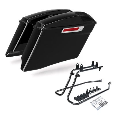 Alforjas duras estiradas de 4" y soportes de conversión aptos para Harley Softail 84-17 Foto 1 de 4