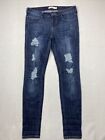 Cello Jeans Distressed Slim Fit Skinny Low Rise Jeans Dark Wash Sz 7 31X31
