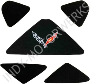 C7 CORVETTE TRUNK LID LINER WITH SILVER CROSS FLAG EMBROIDERED EMBLEM 5 PC KIT - Picture 1 of 7