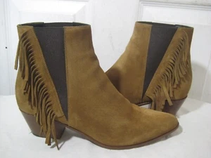 Saint Laurent Paris Wyatt Tobacco Suede Fringe Chelsea Boots Shoes Size 38. - Picture 1 of 23