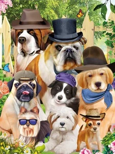 3D Lenticular Picture Puppies Dogs In Hats Size 39x29cm approx New - Picture 1 of 1