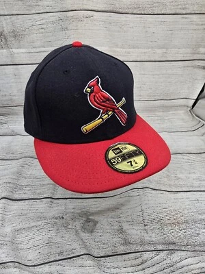 St Louis Cardinals New Era 59FIFTY Fitted Hat 7 3/4 On Field Cap Black Red MLB - Image 1 of 4