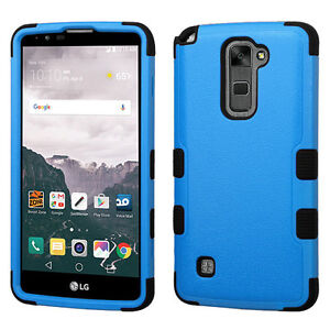 LG G Stylo 2 Plus (MS550) - BLUE BLACK ARMOR HIGH IMPACT HYBRID PHONE CASE COVER