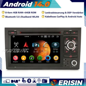 8-Kern Android 14 Autoradio GPS Für Audi A4 S4 RS4 Seat Exeo DAB+CarPlay DSP DVD - Bild 1 von 20
