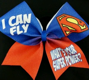 Cheer Bow - I Can Fly What's Your Super Power - Glitter - Hair Bows - Picture 1 of 1