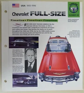 Folleto de especificaciones de Chevrolet tamaño completo IMP Hot Cars 1955-1996 grupo 9, n.o 22 - Imagen 1 de 3