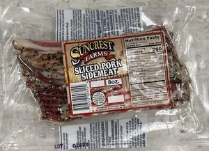 Suncrest Farms Old Fashioned Cured Country Ham Sliced Side Meat NC 8 oz Pork - Picture 1 of 3