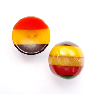 2 Vintage Bakelite Laminated Contour Buttons-a 3 Color Cup & a 5 Color Dome Med. - Picture 1 of 7
