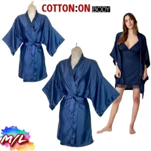 NWT COTTON ON Womens M/L Satin Robe Midnight Sky 669391-41 $30 - Picture 1 of 9