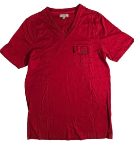 Burberry London Mens Slim Fit Red T-Shirt Short Sleeve V Neck Designer. Size S - Picture 1 of 7