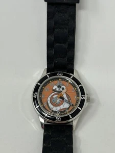 Star Wars Accutime Watch BB-8 Droid Black Rubber Band 5.5"-7.5" Untested - Picture 1 of 4