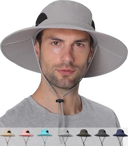 Wide Brim Sun Hat UPF 50 UV Protection Bucket Hat Men/Women Waterproof Fishing - Picture 1 of 31