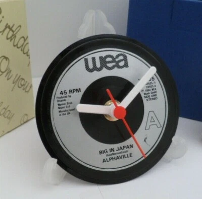 ALPHAVILLE CLOCK Side Table Desk Top Upcycled Vinyl Record Hit Single Size 4" . - Image 1 of 4