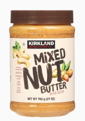 (Compra 2+ Ahorra)_Mantequilla de nueces mixta Kirkland Signature + Semillas de lino de chía calabaza, 27 oz Foto 1 de 4