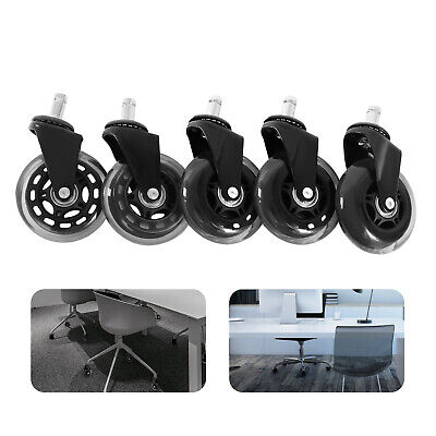 5 Pcs Office Chair Caster 3  Swivel Wheels Heavy Duty Rollerblade Style Black • 10.45£
